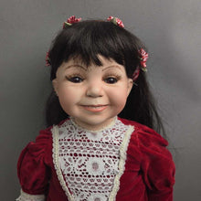 Load image into Gallery viewer, Lou's Porcelain Dolls, Girl in Burgundy Velvet Dress (23") (As-Is)
