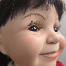Load image into Gallery viewer, Lou's Porcelain Dolls, Girl in Burgundy Velvet Dress (23") (As-Is)
