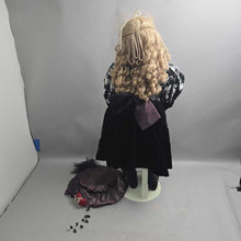 Load image into Gallery viewer, Lou's Porcelain Dolls, Girl in Black Velvet , Rose Accents (24")

