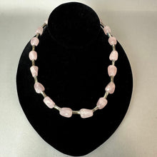 Load image into Gallery viewer, Rose Quartz Chunk Sterling Spacer Beaded Toggle Necklace (17.5")
