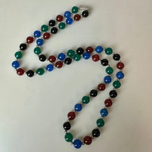Load image into Gallery viewer, Multi-Color Black Green Red Blue Agate Sterling Beaded Necklace (24")
