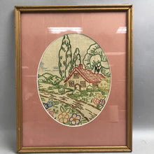Load image into Gallery viewer, Framed Needlepoint Cottage Landscape (15x12)
