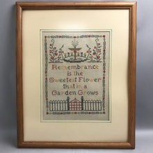 Load image into Gallery viewer, Vintage Framed Sampler Cross Stitch Remembrance (22x18)
