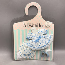 Load image into Gallery viewer, Madame Alexander 8" Doll Outfit - "Lots of Dots", Blue &amp; White (~12x9)
