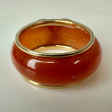 Load image into Gallery viewer, 14K Gold Diamond Ring w/ Removable Orange Jade Slide Ring sz 8 (6.6g)
