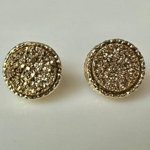 Load image into Gallery viewer, 14K Gold Druzy Agate Stud Earrings (1.9g)
