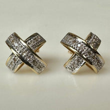 Load image into Gallery viewer, 14K Gold Diamond X Stud Earrings (1.9g)
