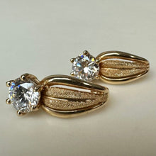 Load image into Gallery viewer, 14K Gold Cubic Zirconia Half Hoop Earrings (5.2g)
