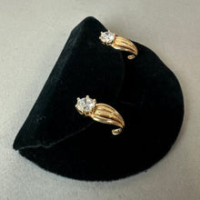 Load image into Gallery viewer, 14K Gold Cubic Zirconia Half Hoop Earrings (5.2g)
