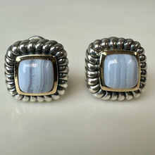 Load image into Gallery viewer, 14K Gold Sterling Blue Lace Agate Earrings (14.5g)
