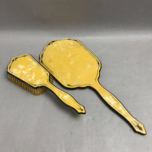 Load image into Gallery viewer, Vintage Celluloid Vanity Mirror &amp; Brush Set (13")
