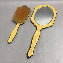 Load image into Gallery viewer, Vintage Celluloid Vanity Mirror &amp; Brush Set (13")
