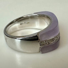 Load image into Gallery viewer, Sterling Lavender Jade Diamond Ring sz 7.75
