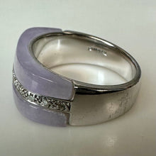 Load image into Gallery viewer, Sterling Lavender Jade Diamond Ring sz 7.75
