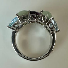 Load image into Gallery viewer, Sterling Mulit-Color Jade Tourmaline Topaz Peridot Cocktail Ring sz 7

