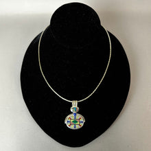 Load image into Gallery viewer, Whitney Kelly Sterling Multi-Stone Geometric Inlay Pendant on 17" Faceted Snake Chain (1.5")
