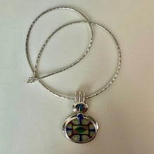 Load image into Gallery viewer, Whitney Kelly Sterling Multi-Stone Geometric Inlay Pendant on 17" Faceted Snake Chain (1.5")
