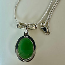 Load image into Gallery viewer, Sterling Green &amp; Pink Jade Modern Slide Pendant on 18" Snake Chain (1")
