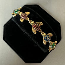 Load image into Gallery viewer, Vintage Joan Rivers Goldtone Enamel Bee Ladybug Link Bracelet (8")
