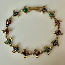 Load image into Gallery viewer, Vintage Joan Rivers Goldtone Enamel Bee Ladybug Link Bracelet (8")
