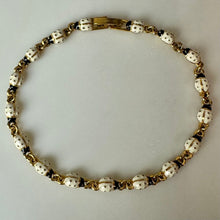 Load image into Gallery viewer, Vintage Joan Rivers Goldtone Ivory Enamel Ladybug Link Bracelet (8")

