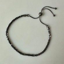 Load image into Gallery viewer, Milor Black-Rhodium Plated Sterling Rock Sparkle Adjustable Chain Bracelet (up tp 10")
