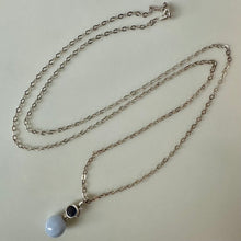 Load image into Gallery viewer, Sterling Blue Lace Agate Facination Ball Tanzanite Accent Pendant on 28" Chain Necklace
