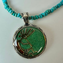 Load image into Gallery viewer, Carolyn Pollack Sterling Kokopelli Gemstone Chip Inlay Enamel Pendant on Turquoise Beaded Necklace (18")
