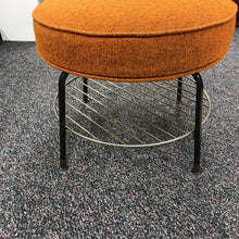 Load image into Gallery viewer, Mid-Century Modern Orange Foot Ottoman (17x20x20)
