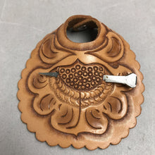 Load image into Gallery viewer, Vintage Handmade Leather Twist Nail Barrette Pony Tail Holder (3.5x3)
