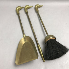Load image into Gallery viewer, Vintage Brass Mallard Duck Head 3 Piece Fireplace Set
