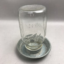 Load image into Gallery viewer, Vintage Mason Jar Bird Watering Galvanized Base (7.5")

