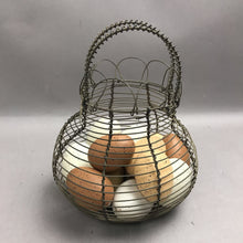 Load image into Gallery viewer, Vintage Style Wire Egg Gathering Basket with Eggs (9")
