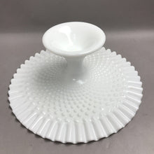 Load image into Gallery viewer, Vintage Fenton Hobnail Ruffled Edge White Milk Glass Pedestal Cake Stand (12.75”x5")
