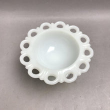 Load image into Gallery viewer, Vintage Anchor Hocking Old Colony Milk Glass Open Lace Footed Compote (3")
