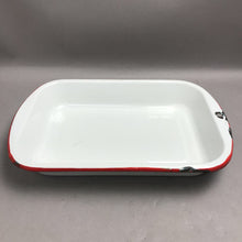 Load image into Gallery viewer, Antique Enamelware White &amp; Red Trim Pan (15x9x2)
