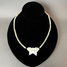 Load image into Gallery viewer, Vintage Carved Mother of Pearl Butterfly Pendant on MOP Beaded Necklace (19")
