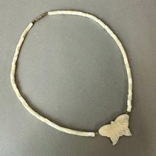Load image into Gallery viewer, Vintage Carved Mother of Pearl Butterfly Pendant on MOP Beaded Necklace (19")
