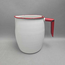 Load image into Gallery viewer, Vintage White &amp; Red Enamel Pitcher (~7x8x5.5)
