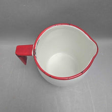 Load image into Gallery viewer, Vintage White &amp; Red Enamel Pitcher (~7x8x5.5)
