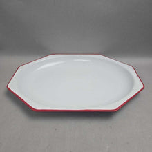 Load image into Gallery viewer, White &amp; Red Octagonal Enamel Plate/Platter (14.5x10.5)
