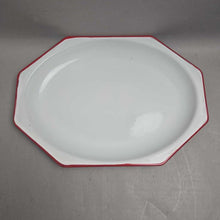 Load image into Gallery viewer, White &amp; Red Octagonal Enamel Plate/Platter (14.5x10.5)
