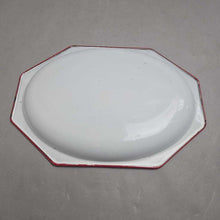 Load image into Gallery viewer, White &amp; Red Octagonal Enamel Plate/Platter (14.5x10.5)
