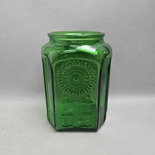 Load image into Gallery viewer, Wheaton Emerald Glass Sunflower Canister (No Lid) (~7.5x4)
