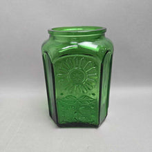 Load image into Gallery viewer, Wheaton Emerald Glass Sunflower Canister (No Lid) (~7.5x4)
