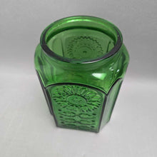 Load image into Gallery viewer, Wheaton Emerald Glass Sunflower Canister (No Lid) (~7.5x4)
