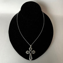Load image into Gallery viewer, Sterling Black Tourmaline Cross Pendant on 20" Chain Necklace (2")
