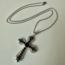 Load image into Gallery viewer, Sterling Black Tourmaline Cross Pendant on 20" Chain Necklace (2")
