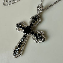 Load image into Gallery viewer, Sterling Black Tourmaline Cross Pendant on 20" Chain Necklace (2")
