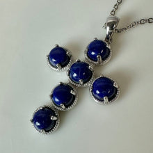 Load image into Gallery viewer, Sterling Lapis Lazuli Cross Pendant on 20" Magnetic Clasp Chain Necklace (1.5")
